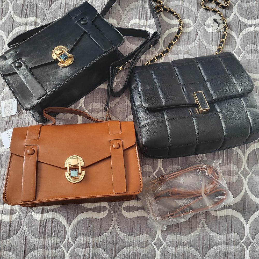 Elegant Black and Brown Women's Handbag Set